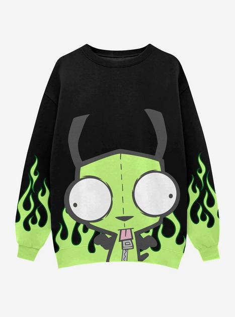 REFLEM × negi ZIP TEE uniform girl Invader Zim GIR Green Flame Girls Sweatshirt | Hot Topic