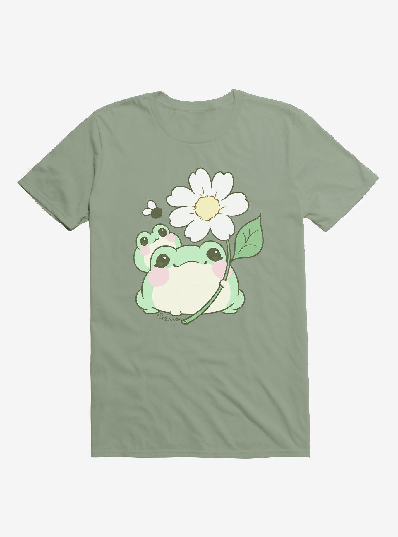 Frog Duo Flower T-Shirt By Little Celesse, SAGE, hi-res