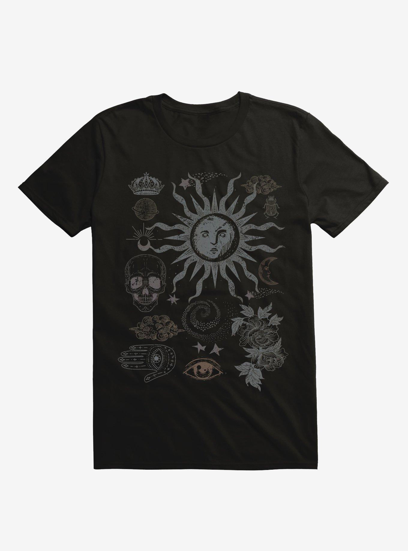 Goth Celestial Icons T-Shirt, BLACK, hi-res