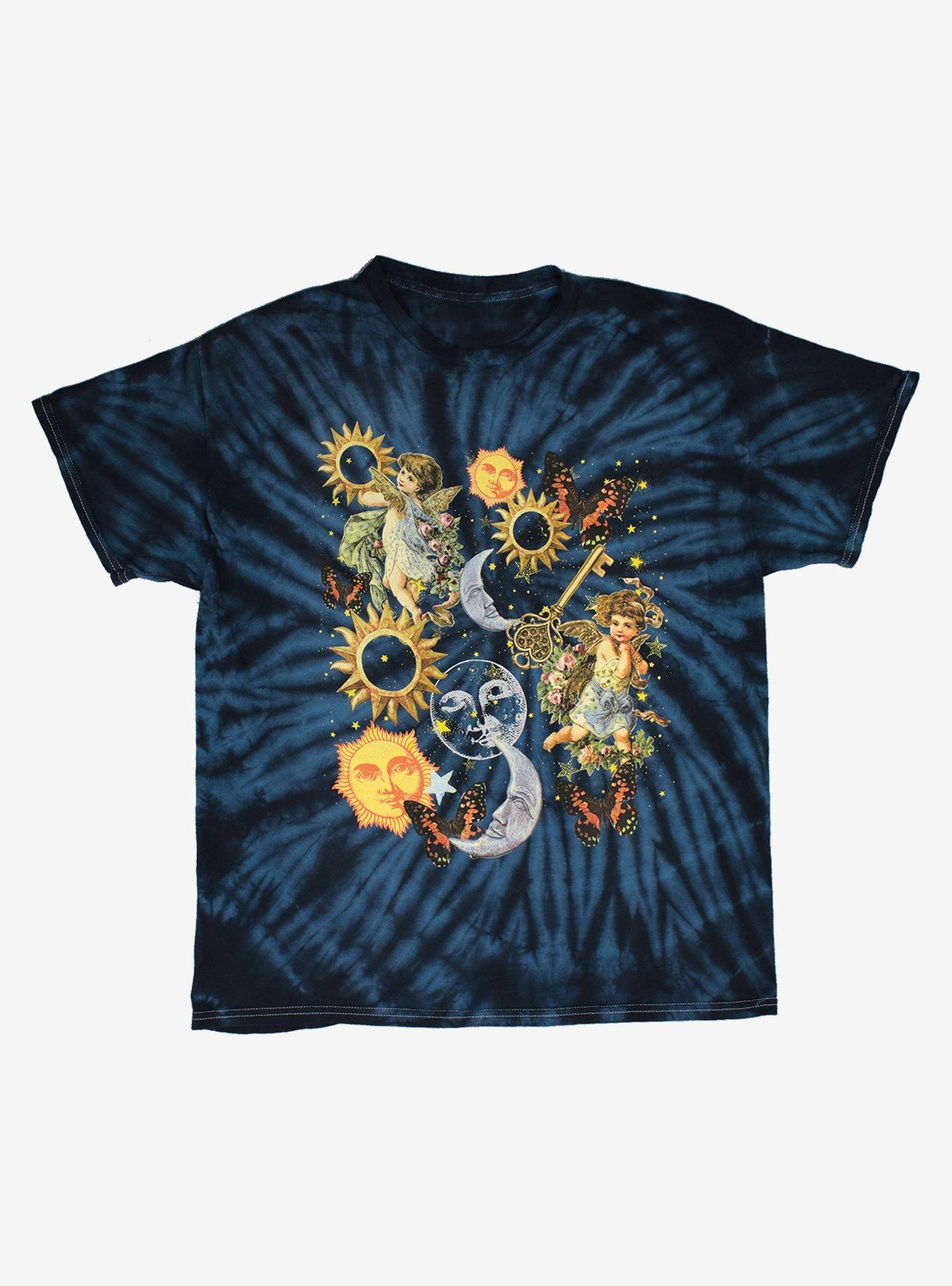 Whimsical Celestial Icons Tie-Dye T-Shirt, MULTI, hi-res