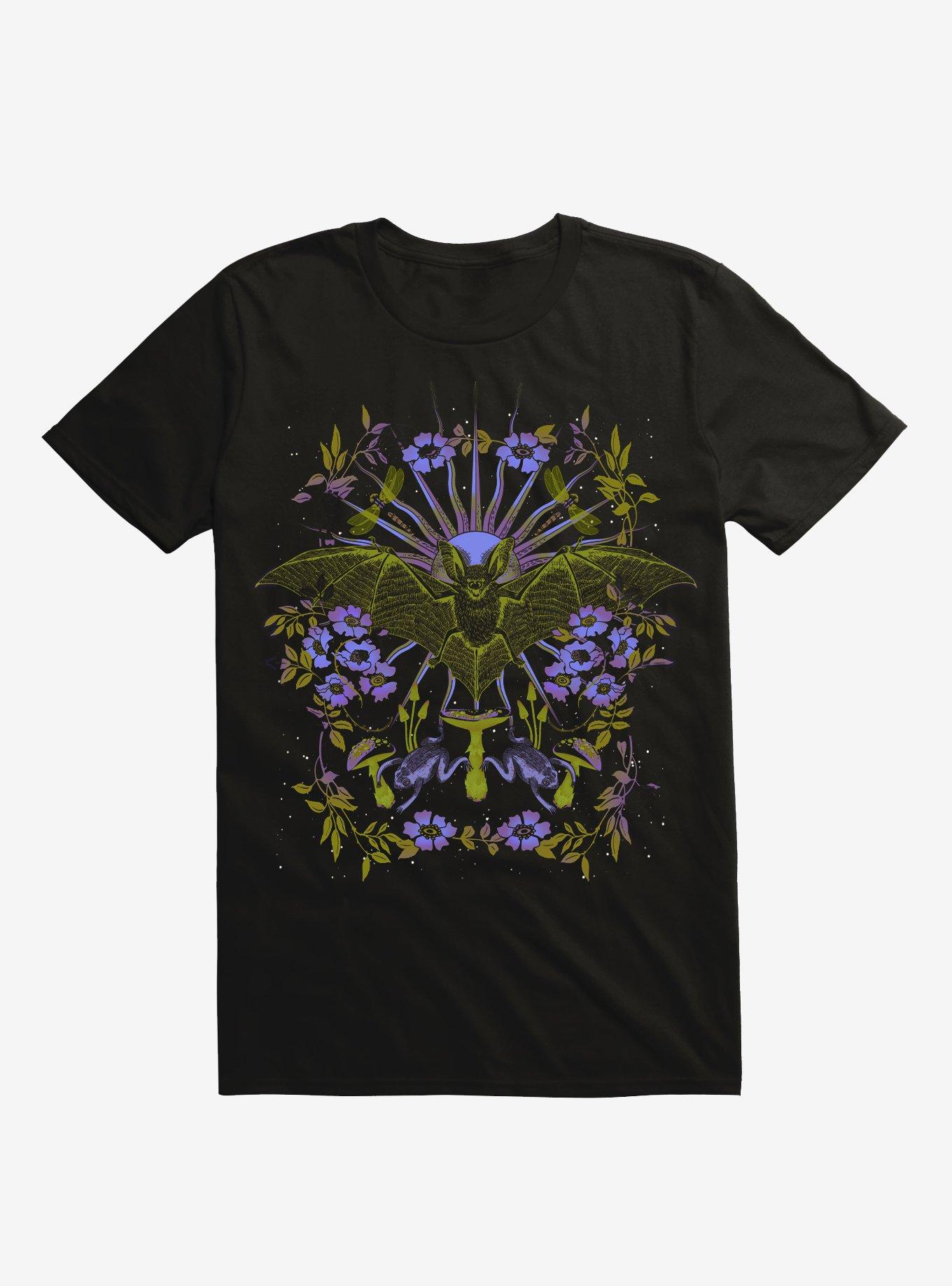 Bat Flower T-Shirt, BURGUNDY, hi-res
