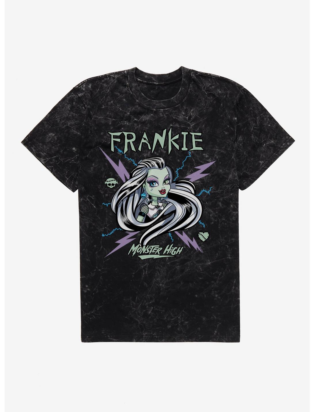 Monster High Frankie Stein Bolts Mineral Wash T-Shirt, BLACK MINERAL WASH, hi-res
