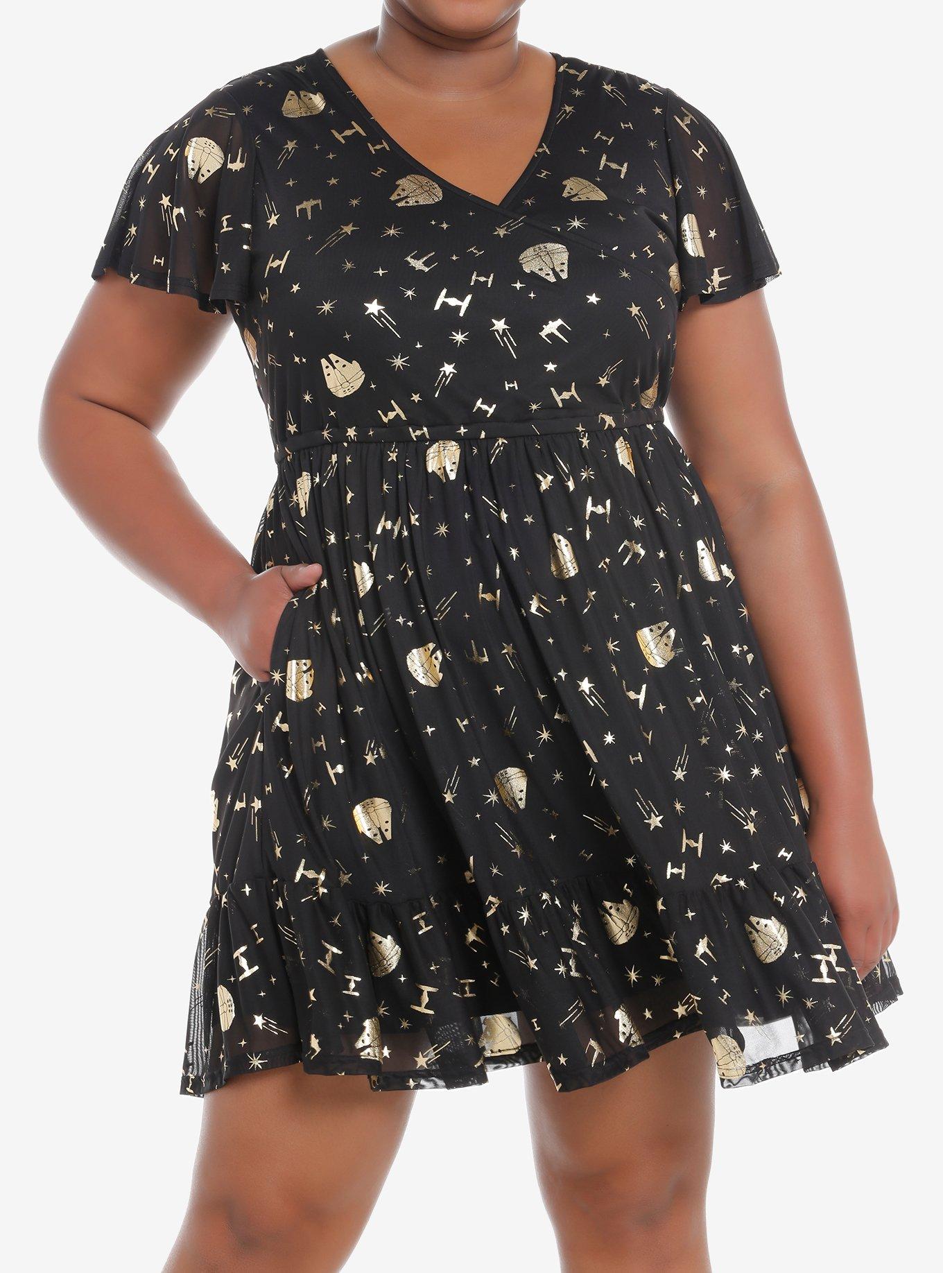 Her Universe Star Wars Metallic Foil Flutter Dress Plus Size, , hi-res