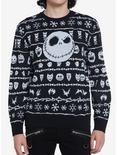 The Nightmare Before Christmas Fair Isle Intarsia Sweater, BLACK  WHITE, hi-res