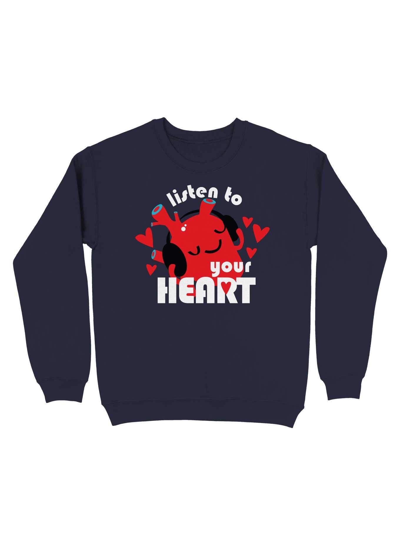 Listen to Your Heart - Cute Anatomical Heart for Surgery Disease Cardiology Sweatshirt, NAVY, hi-res