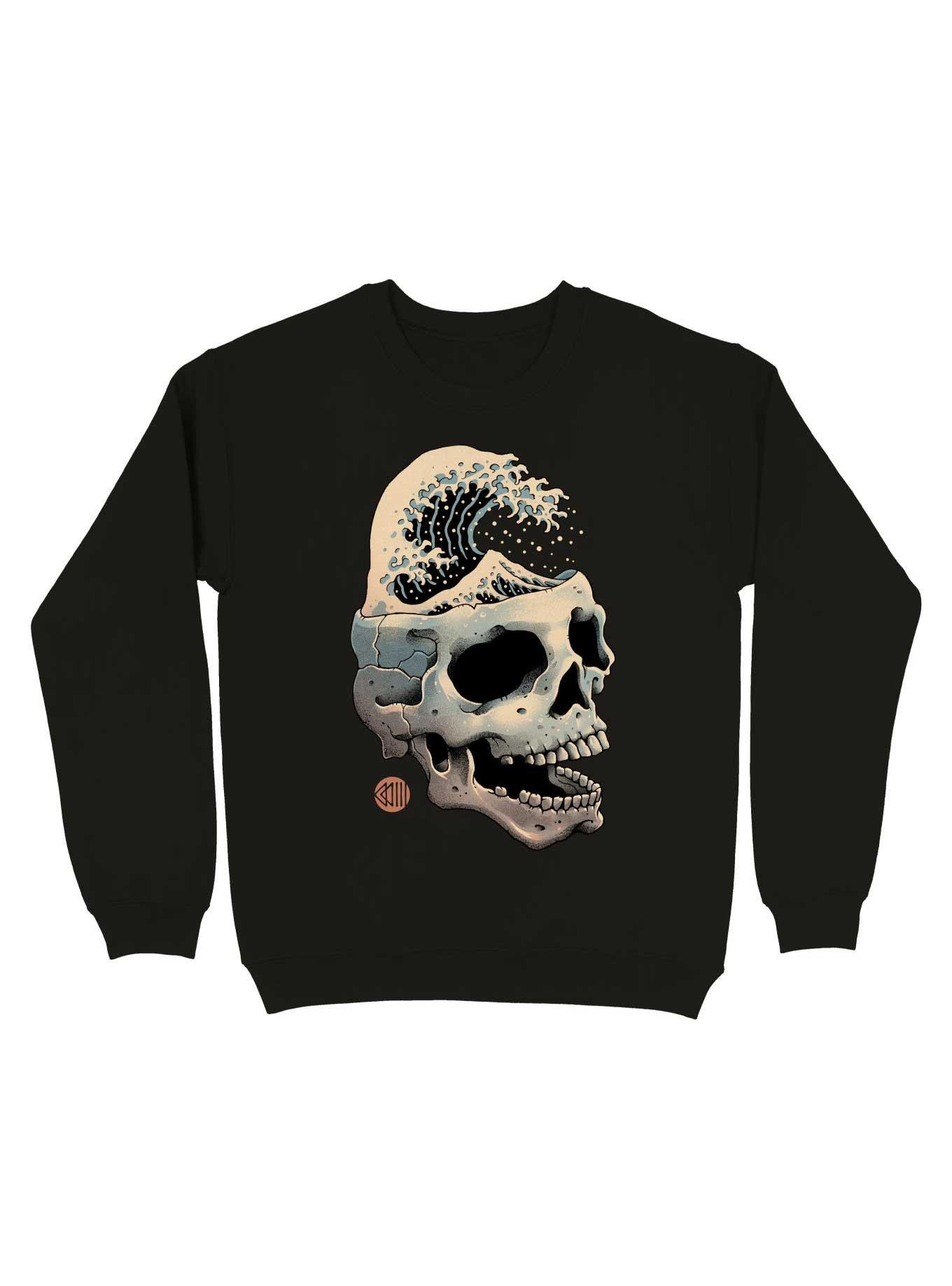 Skull Wave Sweatshirt, BLACK, hi-res