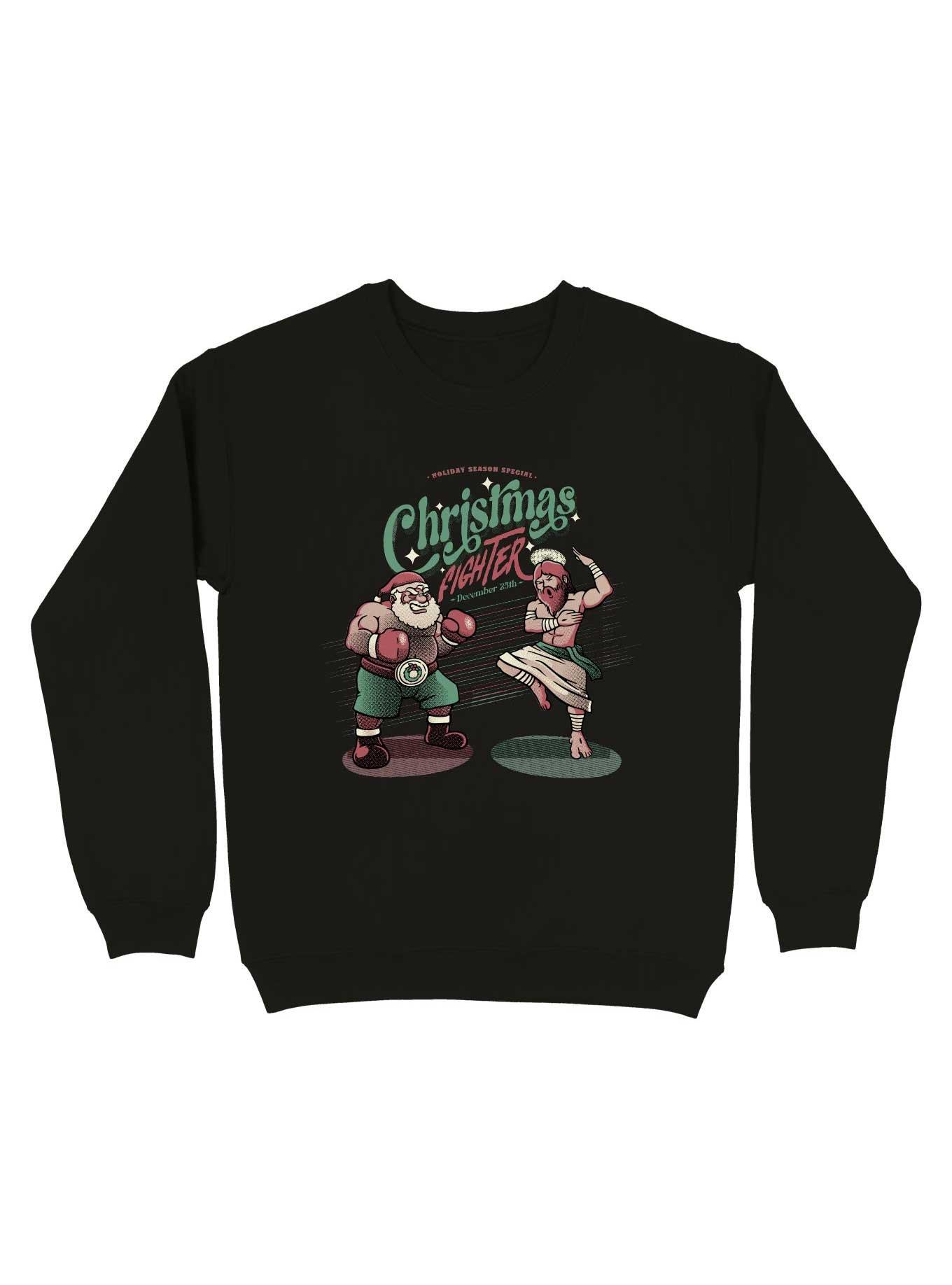 Christmas Fighter Jesus V Santa Claus Sweatshirt, BLACK, hi-res