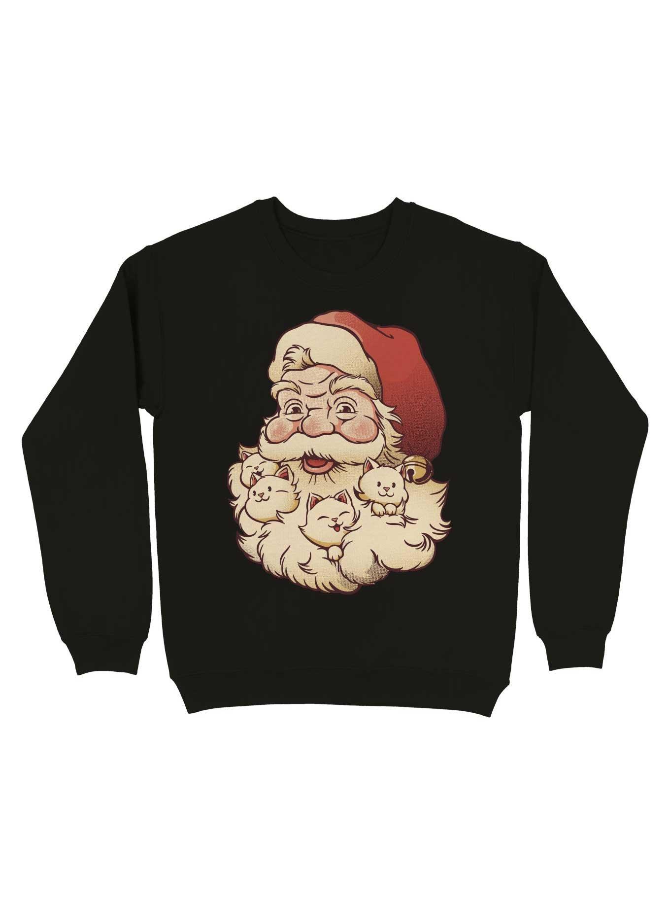 Santa Beard Full of Cats Sweatshirt, BLACK, hi-res