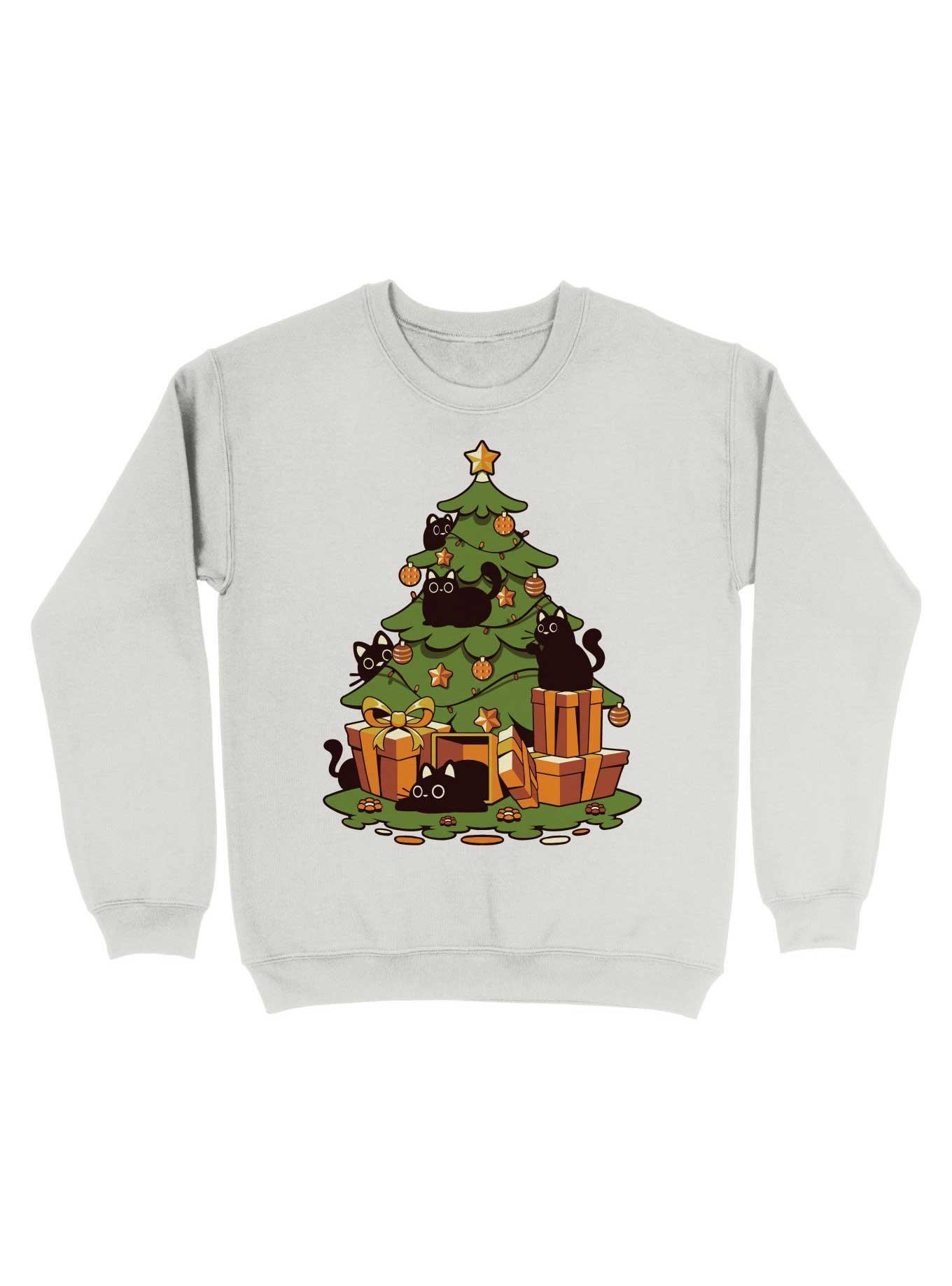 THRDLESS Black Cats On Christmas Tree Sweatshirt