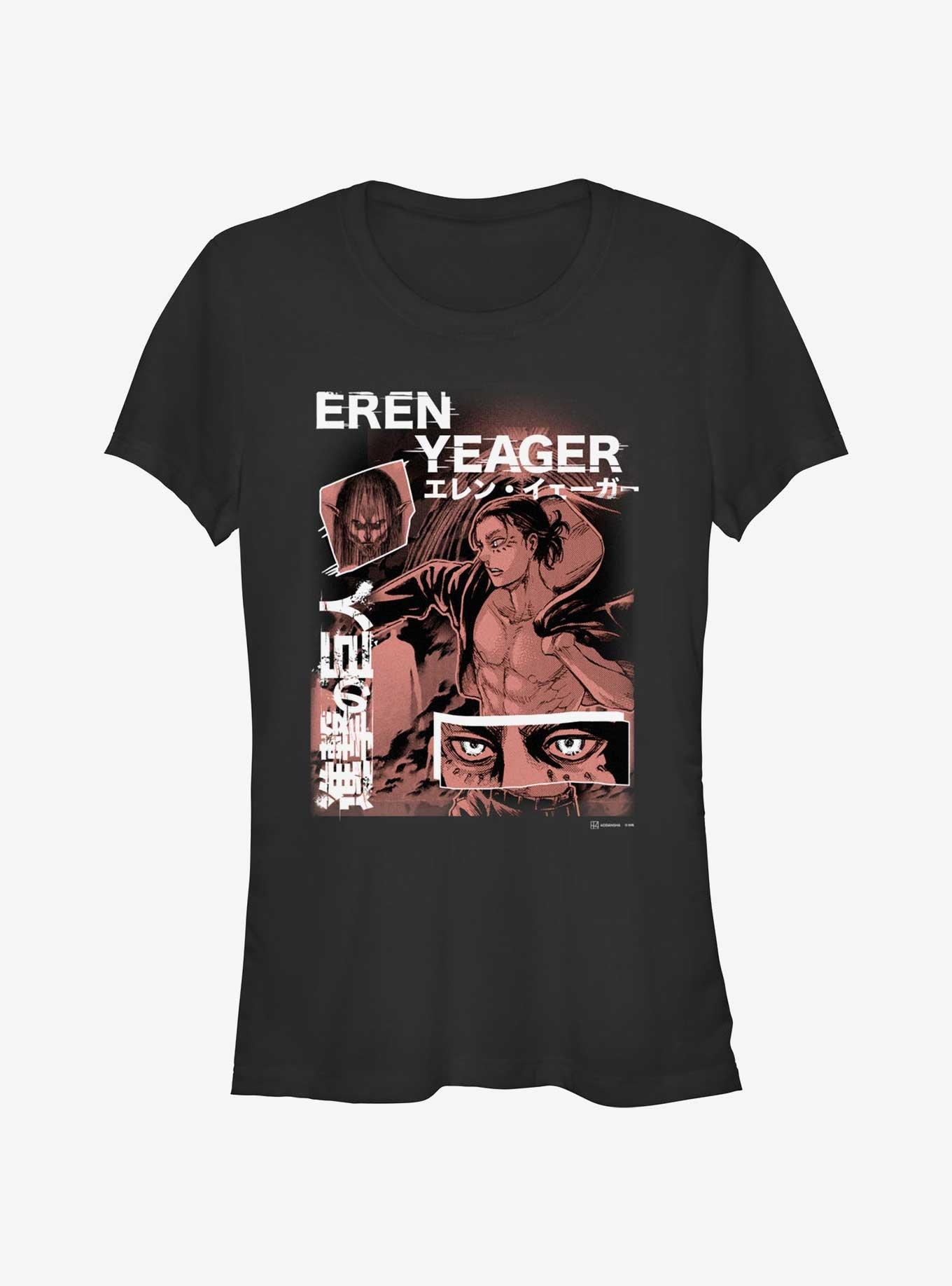 Attack on Titan Eren Yeager Collage Girls T-Shirt, BLACK, hi-res