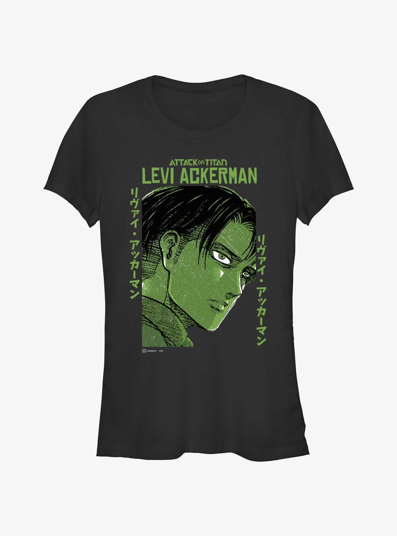 Attack on Titan Levi Ackerman Portrait Girls T-Shirt, BLACK, hi-res