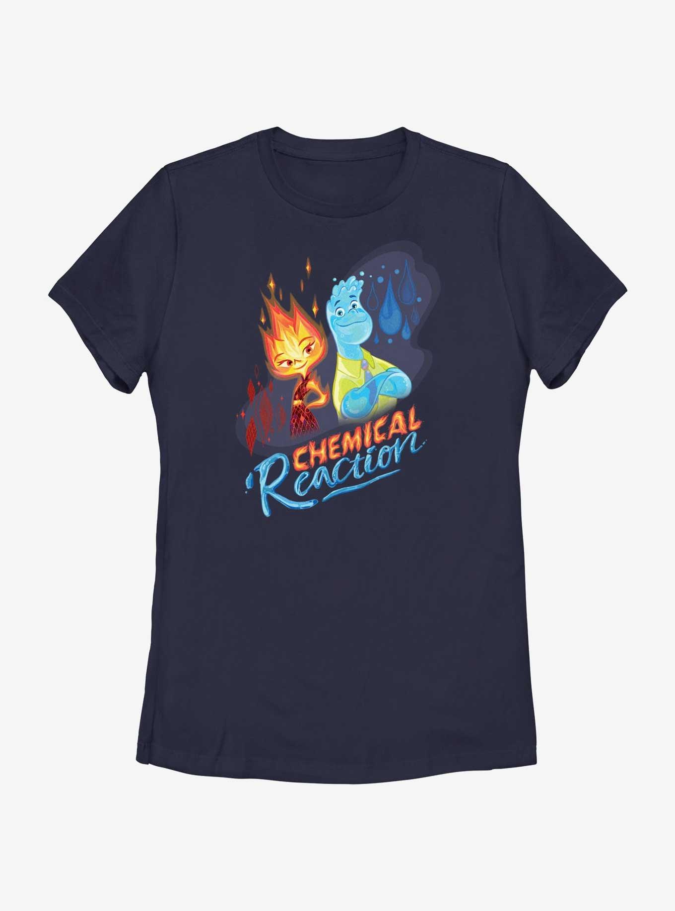 Disney Pixar Elemental Chemical Reaction Ember & Wade Womens T-Shirt, NAVY, hi-res