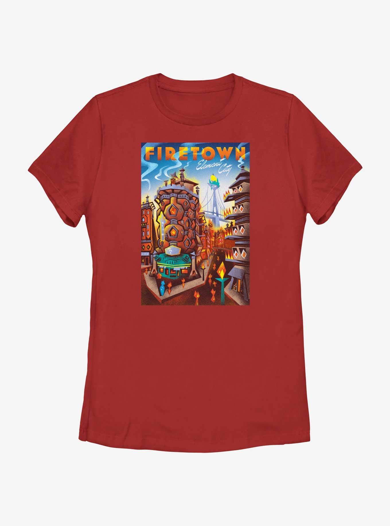 Disney Pixar Elemental Firetown Element City Poster Womens T-Shirt, , hi-res