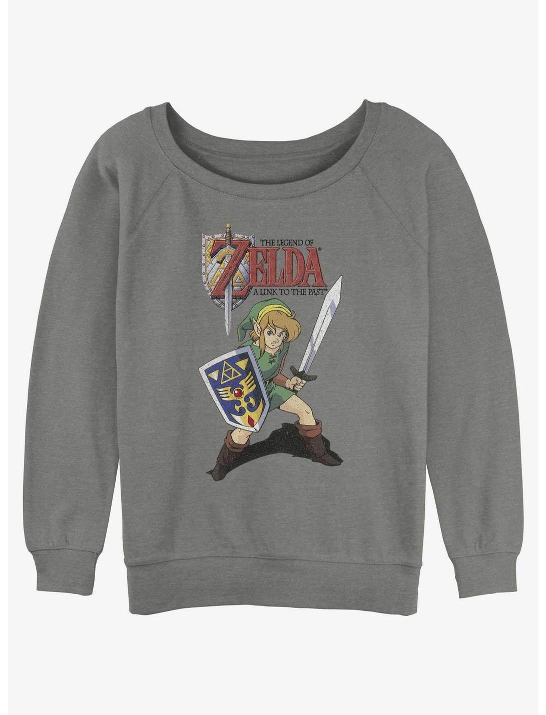 The Legend of Zelda Past Front Girls Slouchy Sweatshirt, GRAY HTR, hi-res