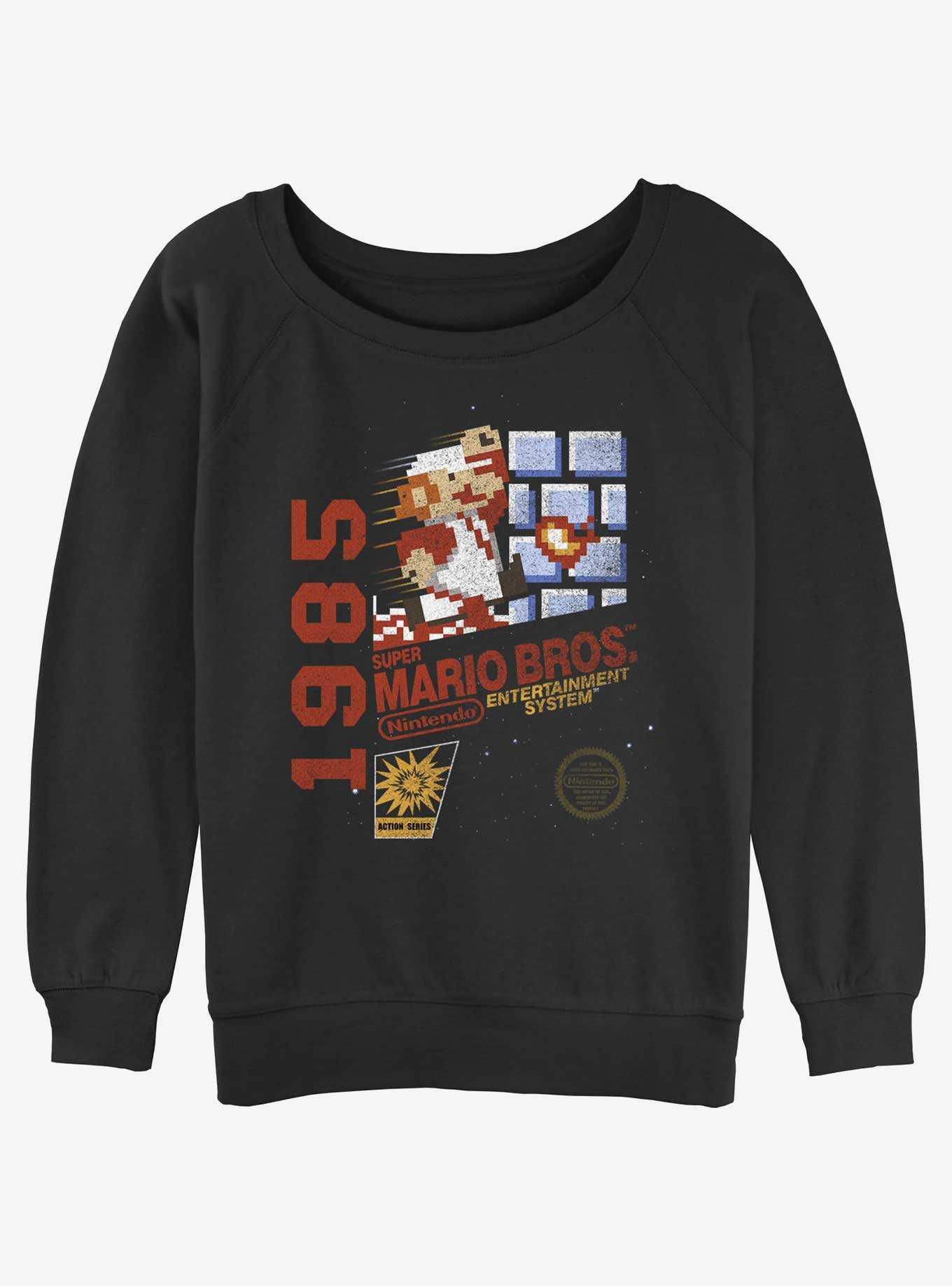 Nintendo Mario 1985 Vintage Bros Girls Slouchy Sweatshirt, , hi-res