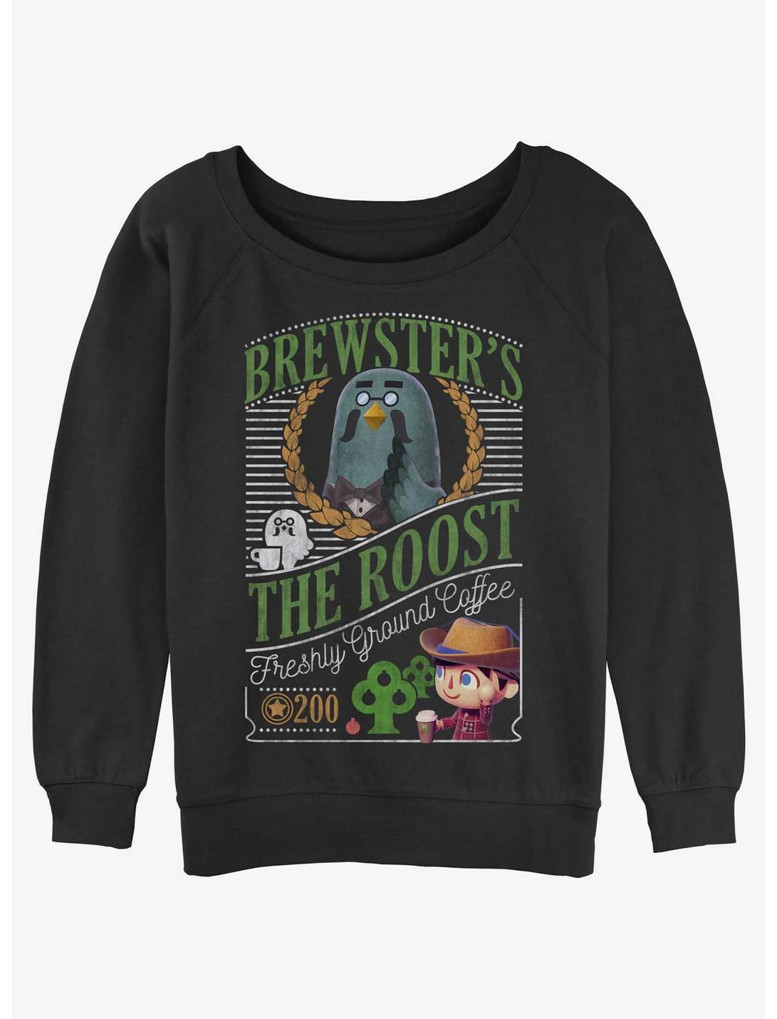 Animal Crossing Brewsters Cafe Girls Slouchy Sweatshirt, BLACK, hi-res