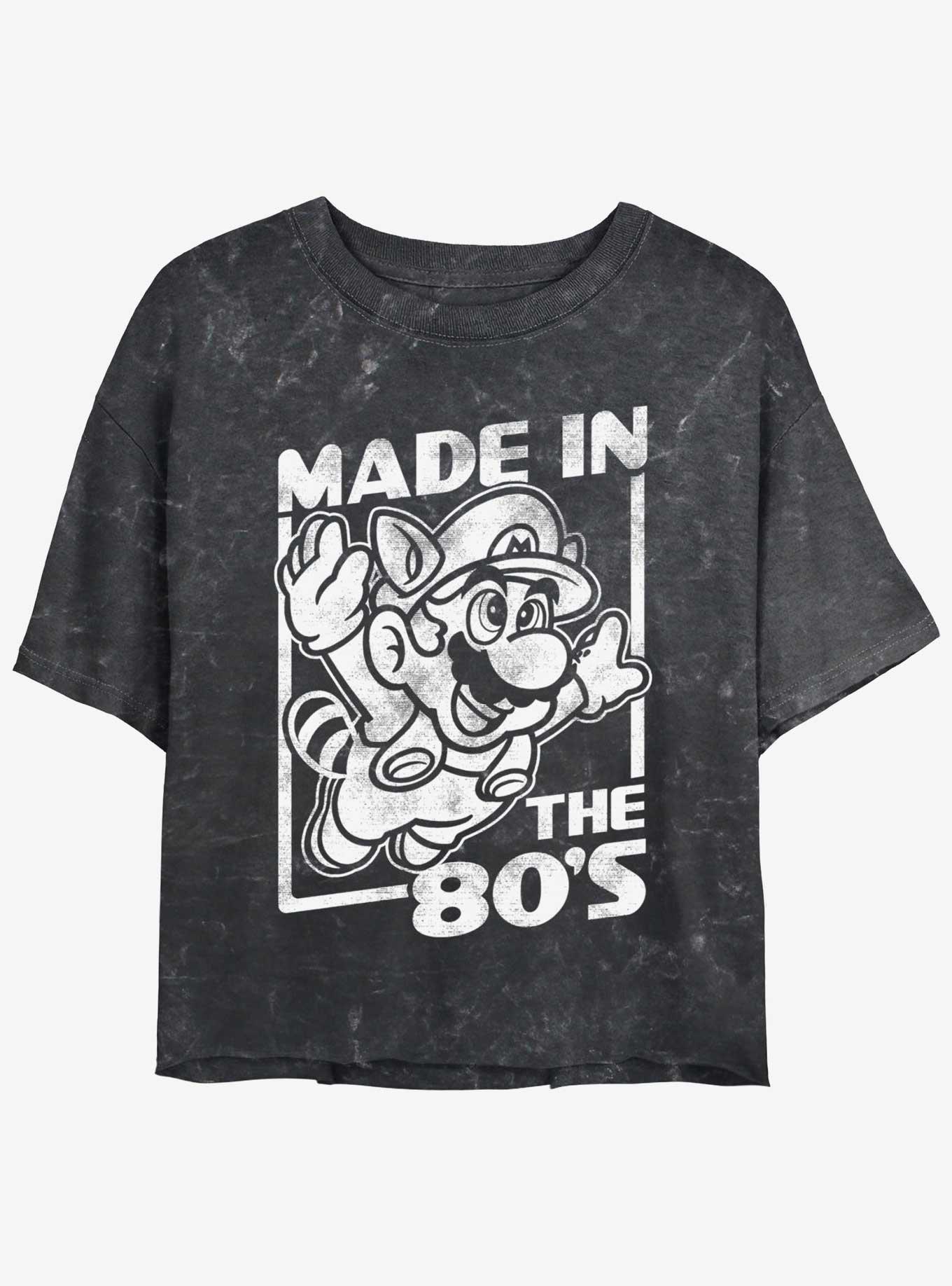 Nintendo Mario Made In The 80's Mineral Wash Girls Crop T-Shirt, , hi-res