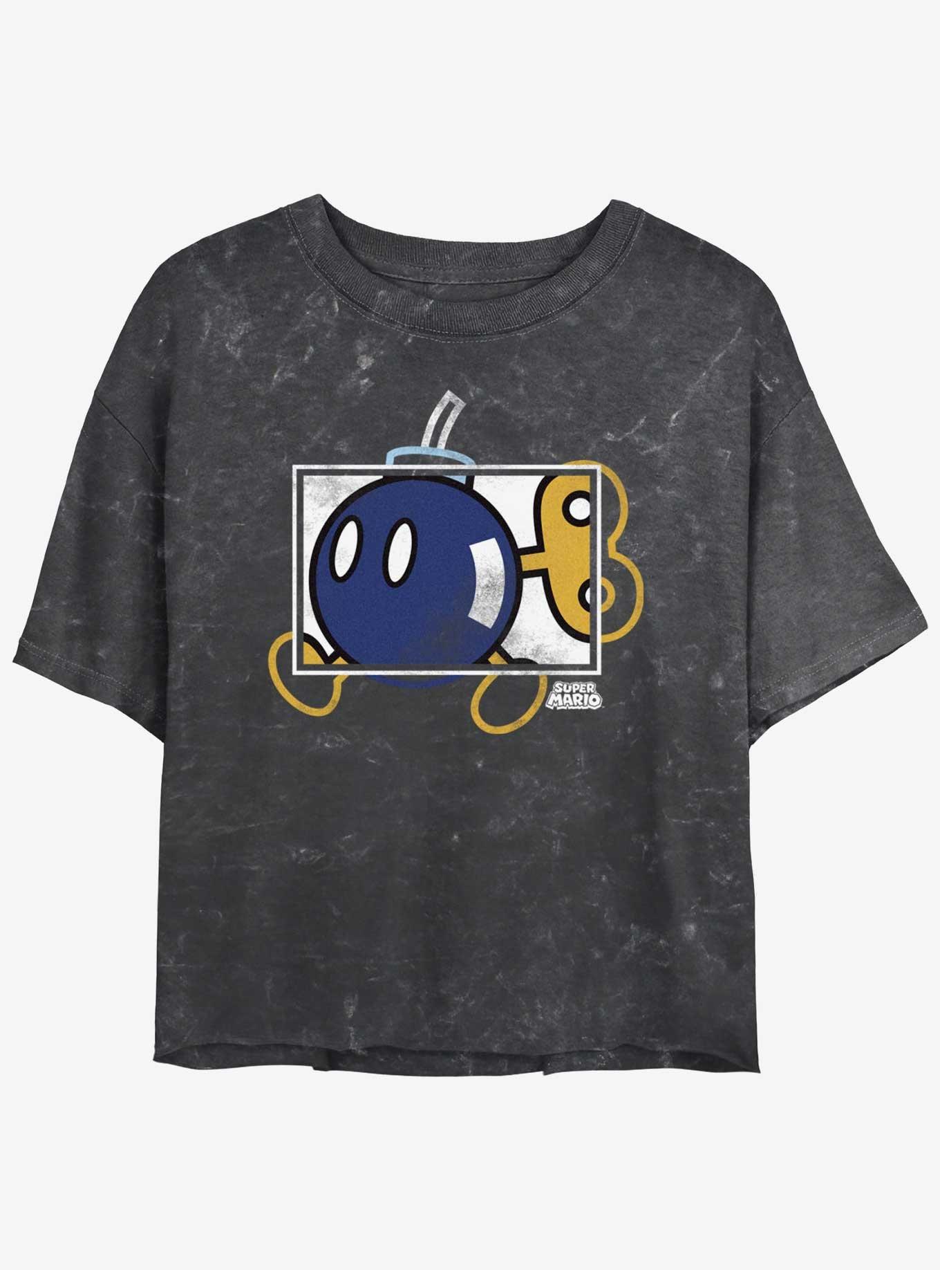 Nintendo Mario Bob-omb Box Mineral Wash Girls Crop T-Shirt, , hi-res