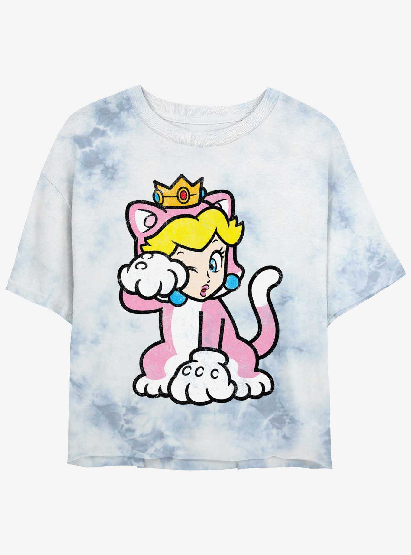 Nintendo Mario Cat Peach Tie-Dye Girls Crop T-Shirt, , hi-res