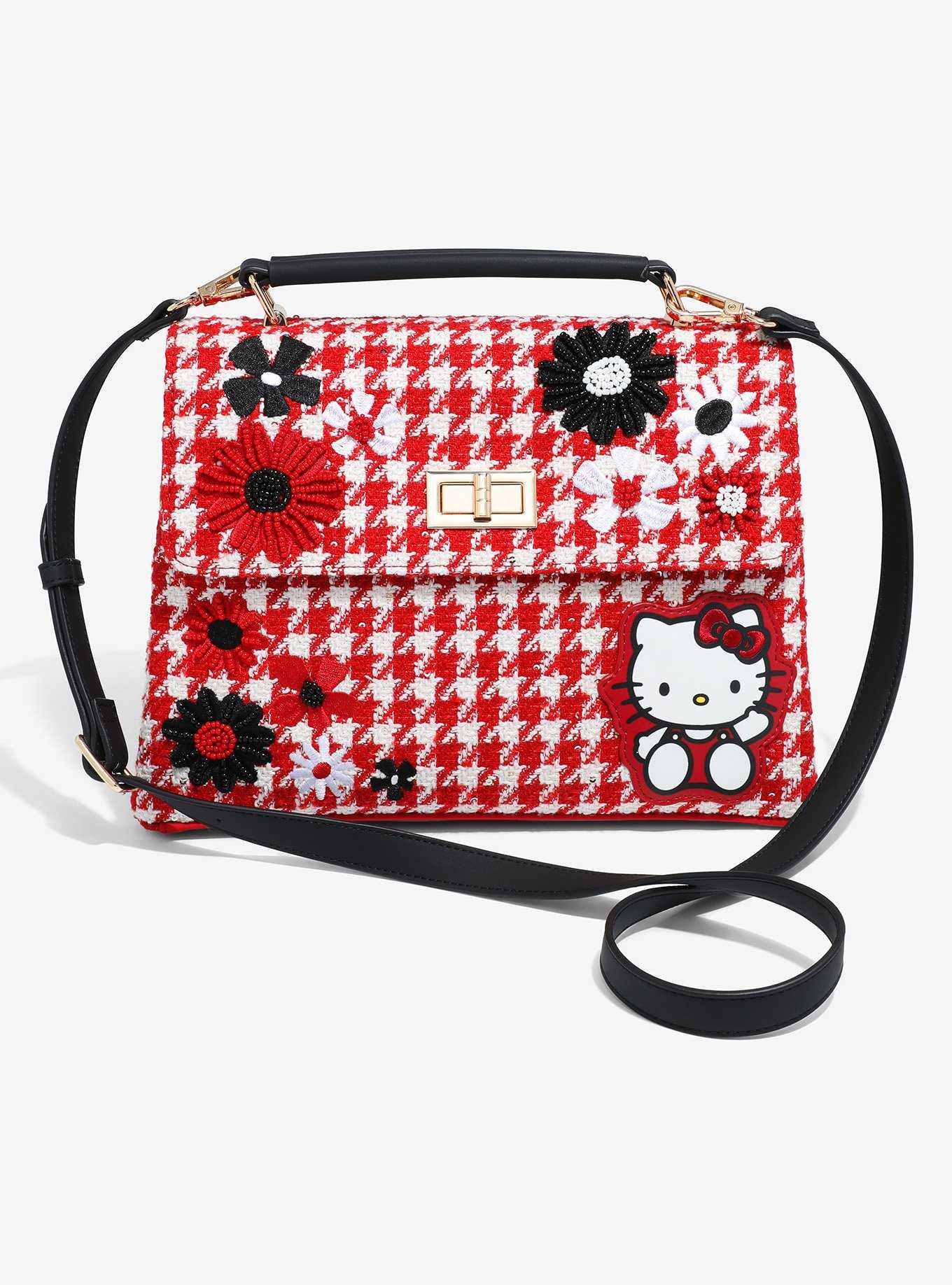 Sanrio Hello Kitty Floral Houndstooth Crossbody Bag - BoxLunch Exclusive, , hi-res