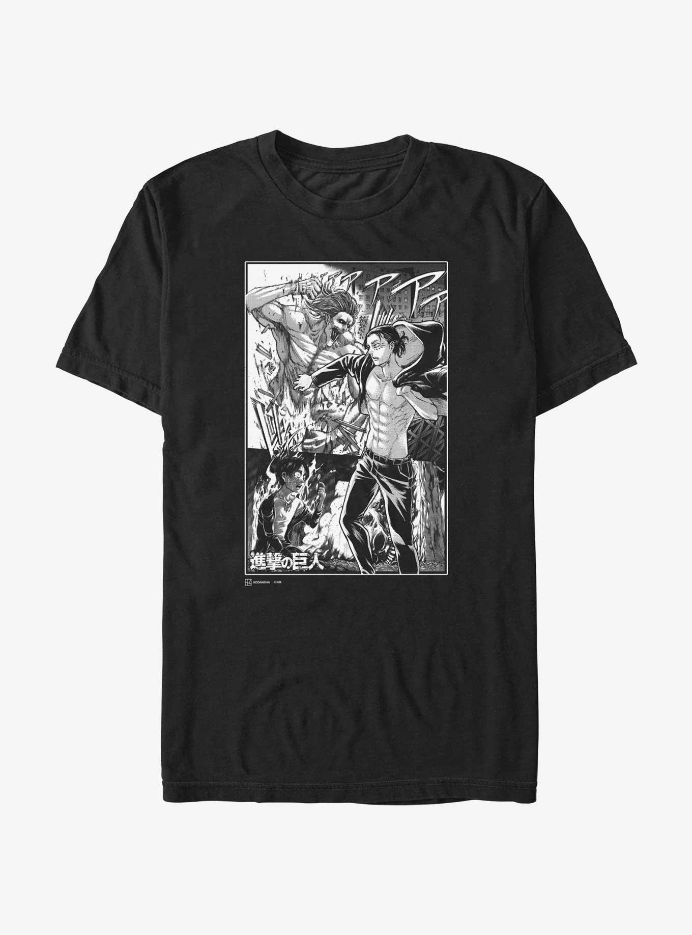 Attack on Titan Eren Yeager Manga Collage T-Shirt - BLACK | BoxLunch
