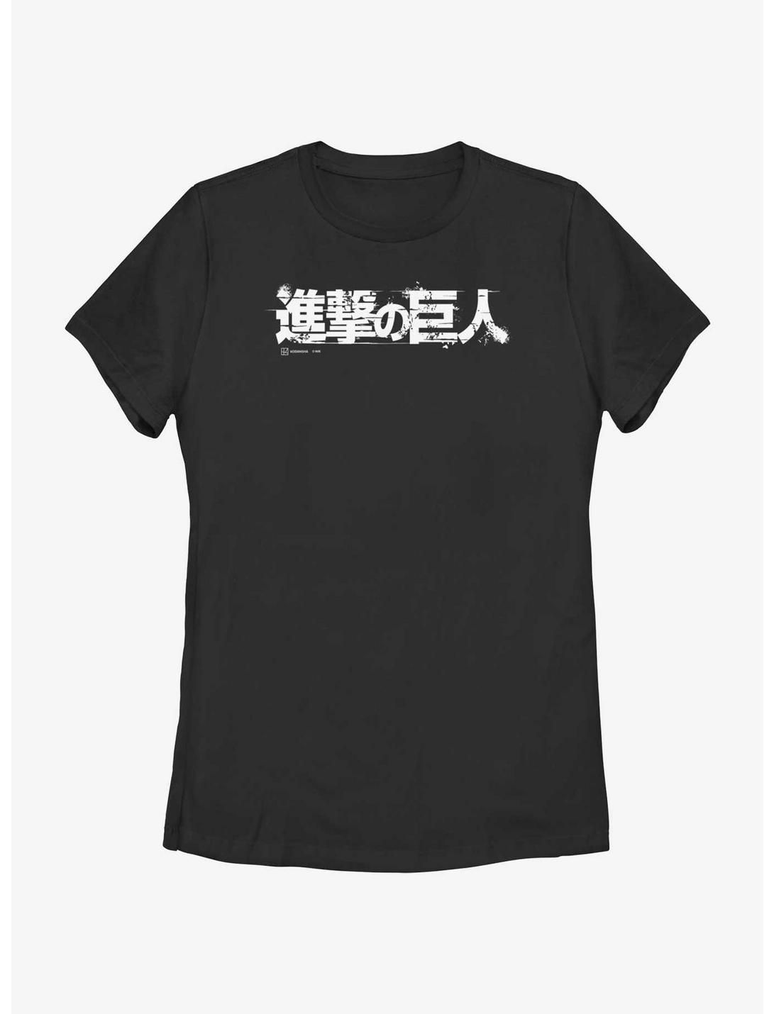 Attack on Titan Japanese Logo Womens T-Shirt, BLACK, hi-res