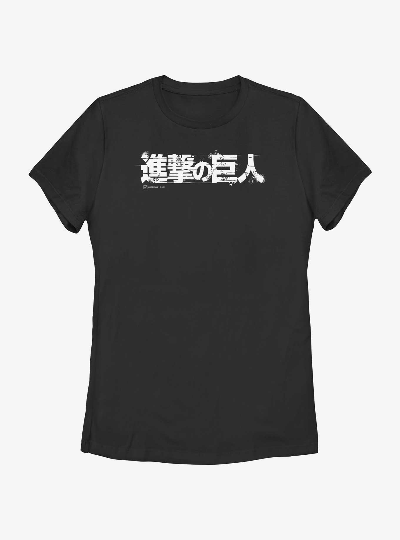 Attack on Titan Japanese Logo Womens T-Shirt, BLACK, hi-res
