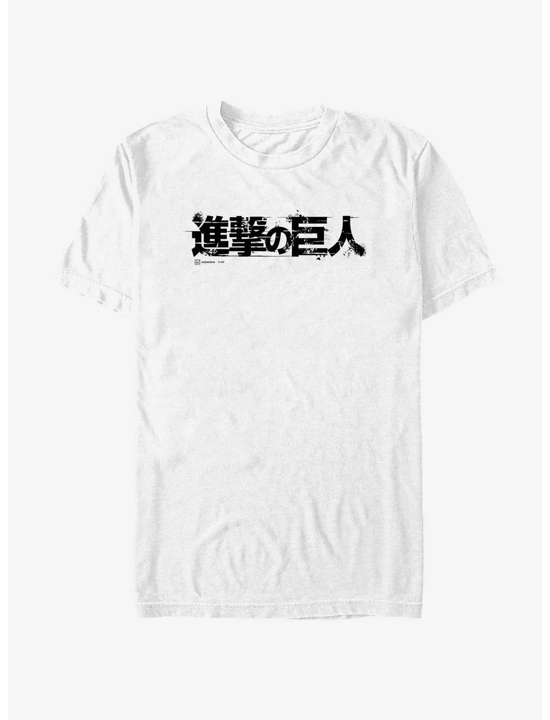 Attack on Titan Japanese Logo T-Shirt, WHITE, hi-res