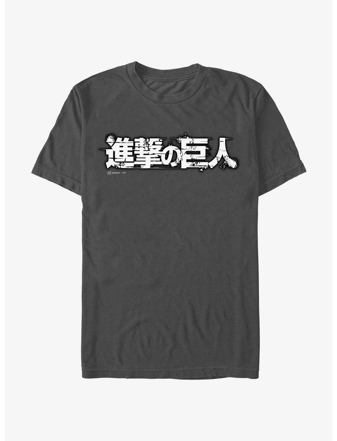 Attack on Titan Japanese Logo T-Shirt, CHARCOAL, hi-res