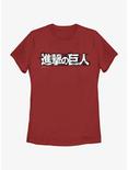 Attack on Titan Japanese Logo Womens T-Shirt, RED, hi-res