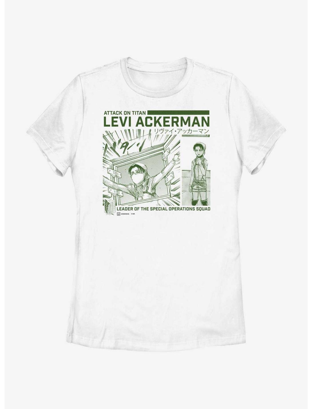 Attack on Titan Cleaning Levi Womens T-Shirt BoxLunch Web Exclusive, WHITE, hi-res