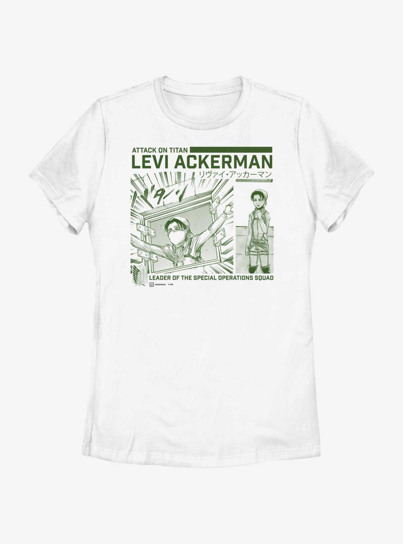 Attack on Titan Cleaning Levi Womens T-Shirt BoxLunch Web Exclusive, WHITE, hi-res
