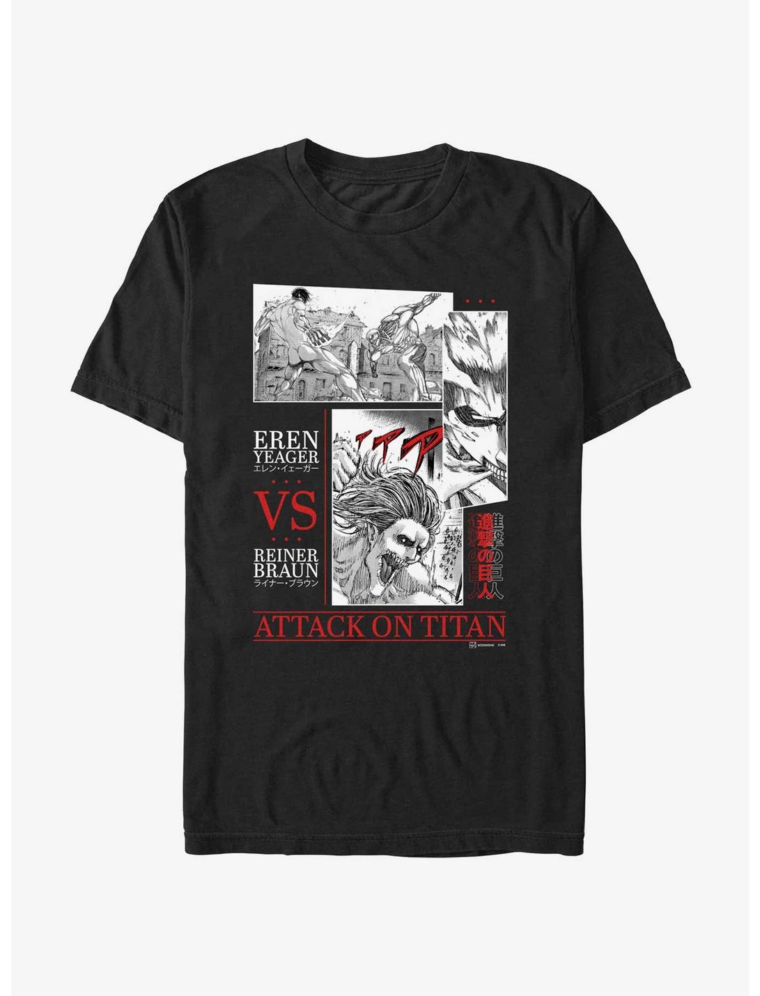 Attack on Titan Eren vs. Reiner Battle Sequence T-Shirt, BLACK, hi-res
