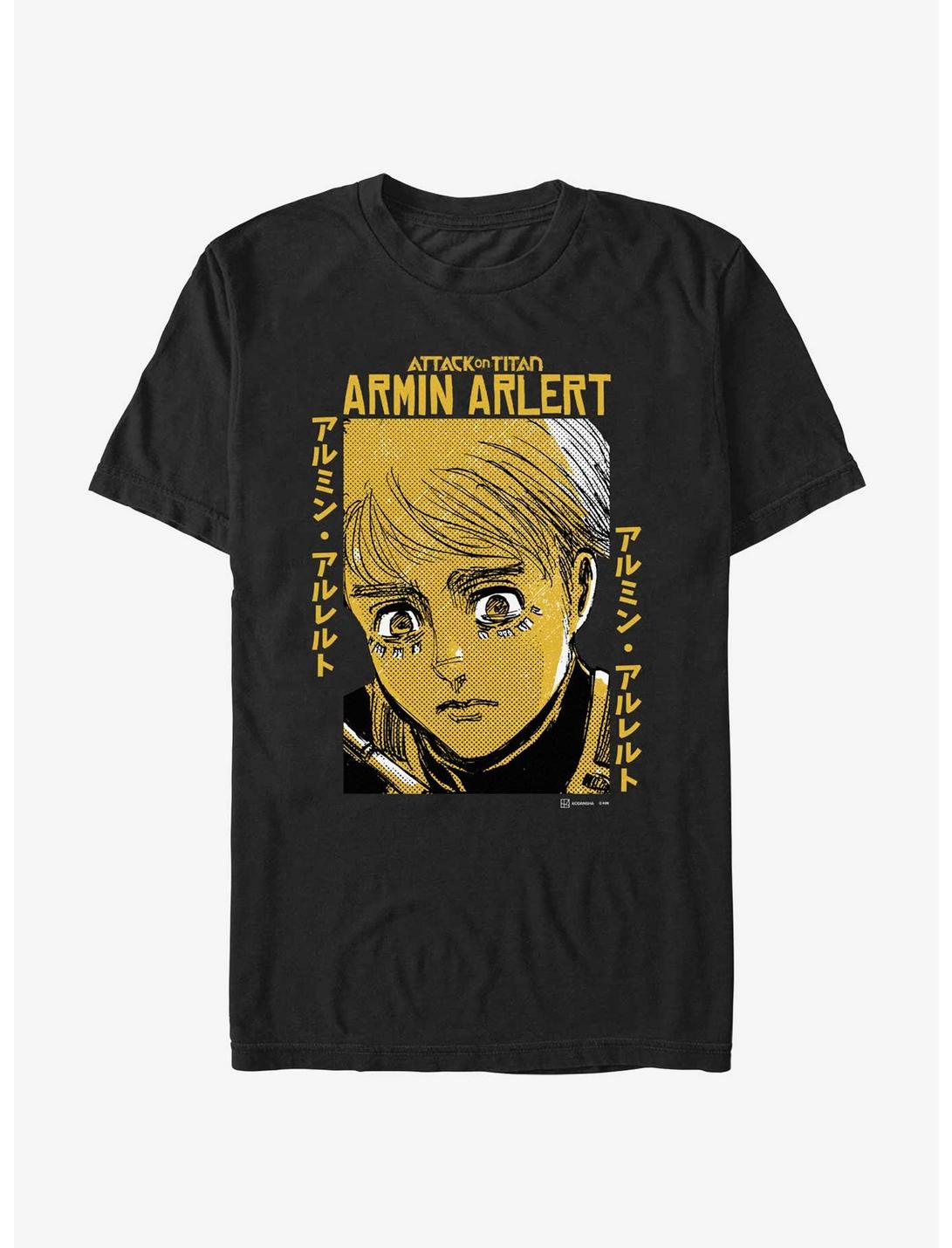 Attack on Titan Armin Arlert Portrait T-Shirt BoxLunch Web Exclusive, BLACK, hi-res