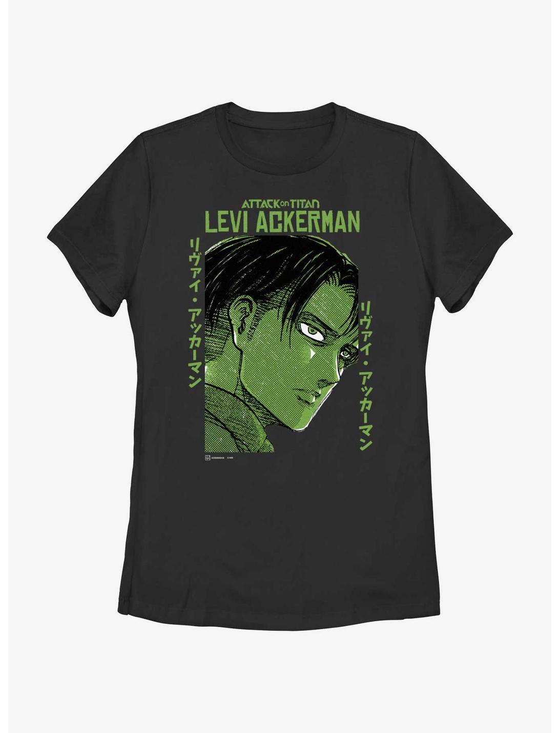 Attack on Titan Levi Ackerman Portrait Womens T-Shirt, BLACK, hi-res
