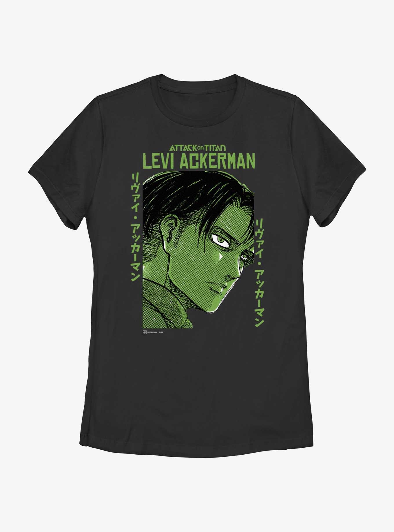 Attack on Titan Levi Ackerman Portrait Womens T-Shirt, BLACK, hi-res