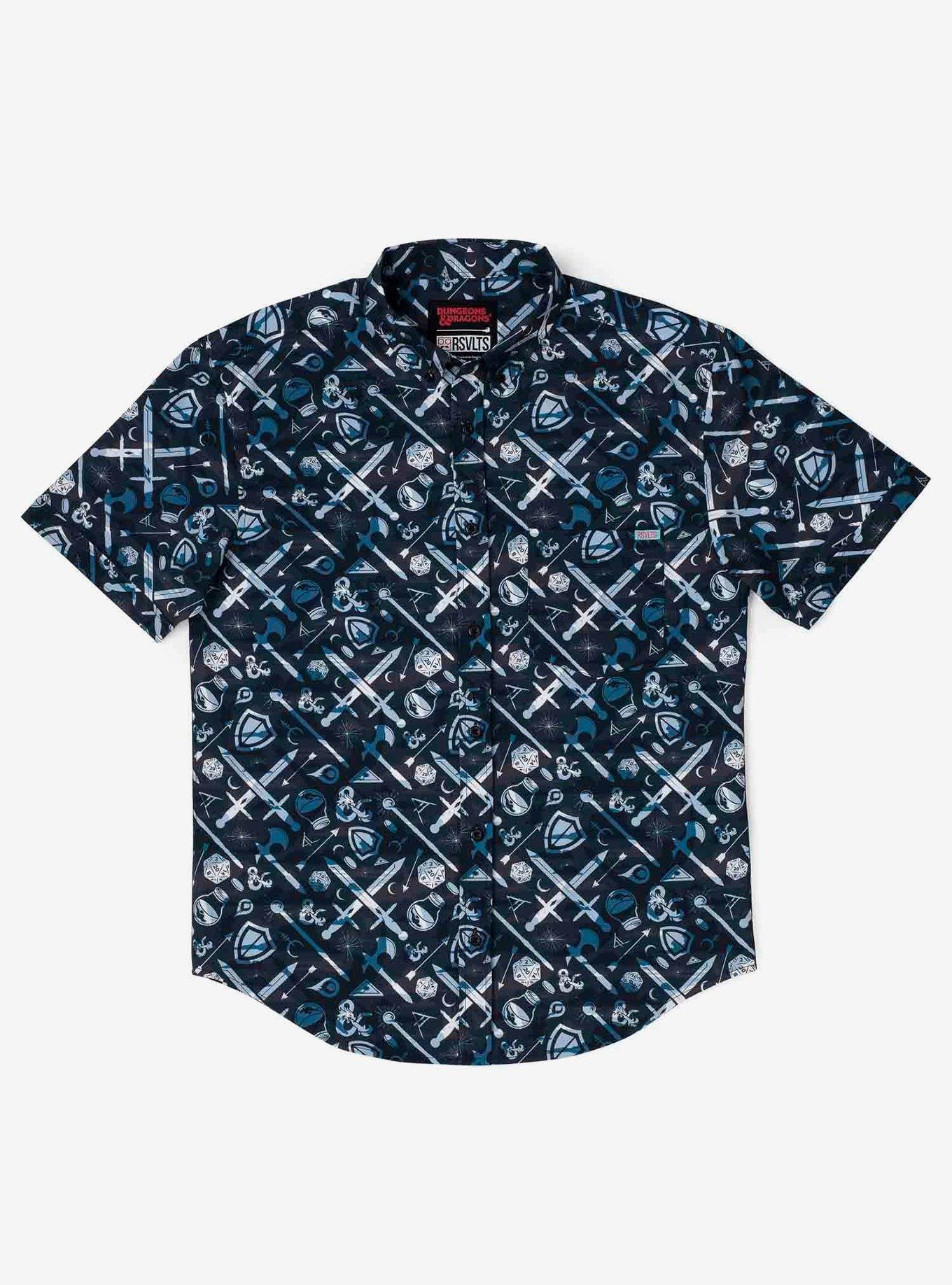 RSVLTS Dungeons & Dragons "Combat Tactics" Button-Up Shirt, BLACK, hi-res