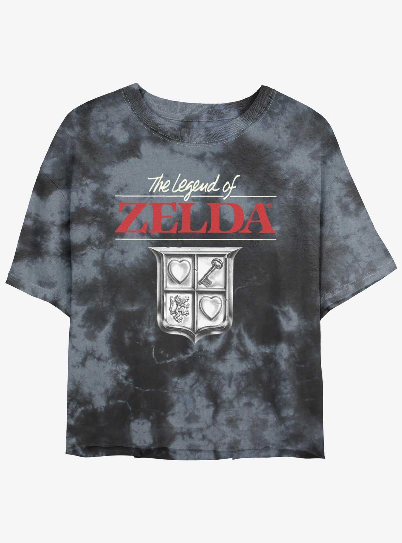 The Legend of Zelda Crest Tie-Dye Girls Crop T-Shirt, BLKCHAR, hi-res