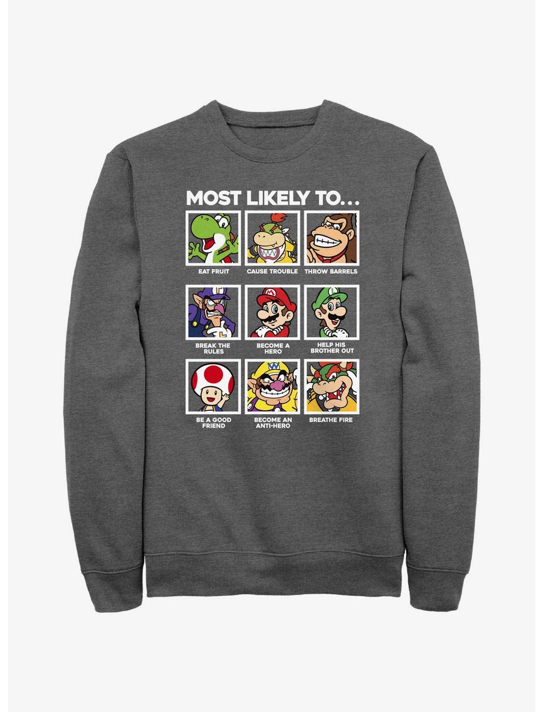 Nintendo Mario Likelyhood Sweatshirt, CHAR HTR, hi-res