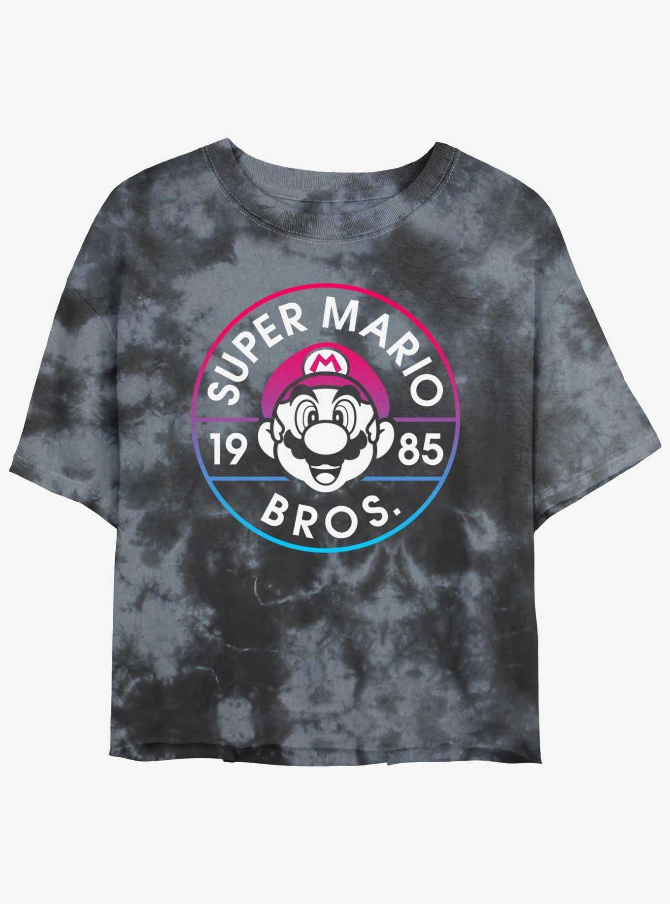 Nintendo Mario Flashback Tie-Dye Girls Crop T-Shirt, , hi-res