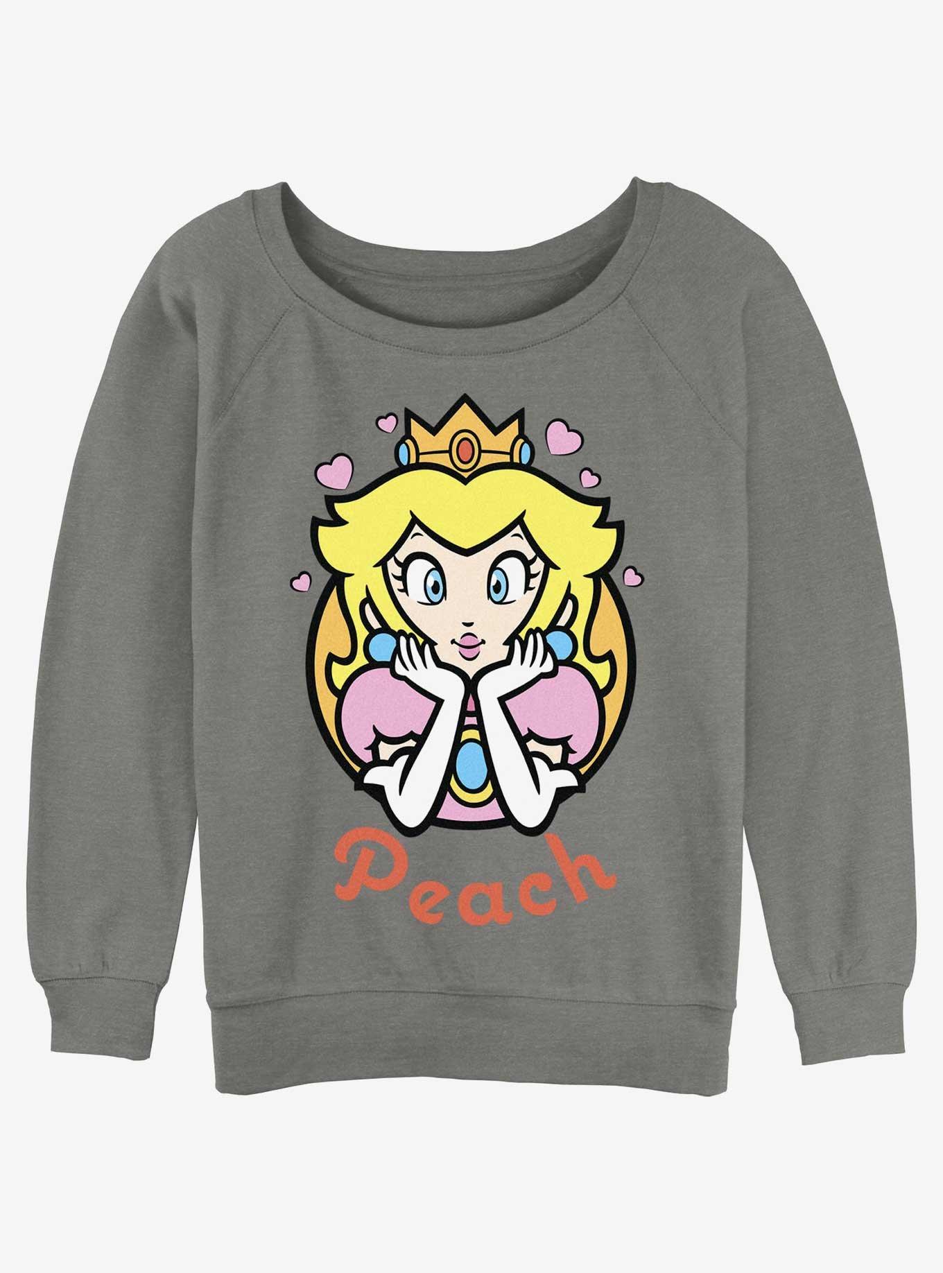 Nintendo Mario Peach Hearts Girls Slouchy Sweatshirt, , hi-res