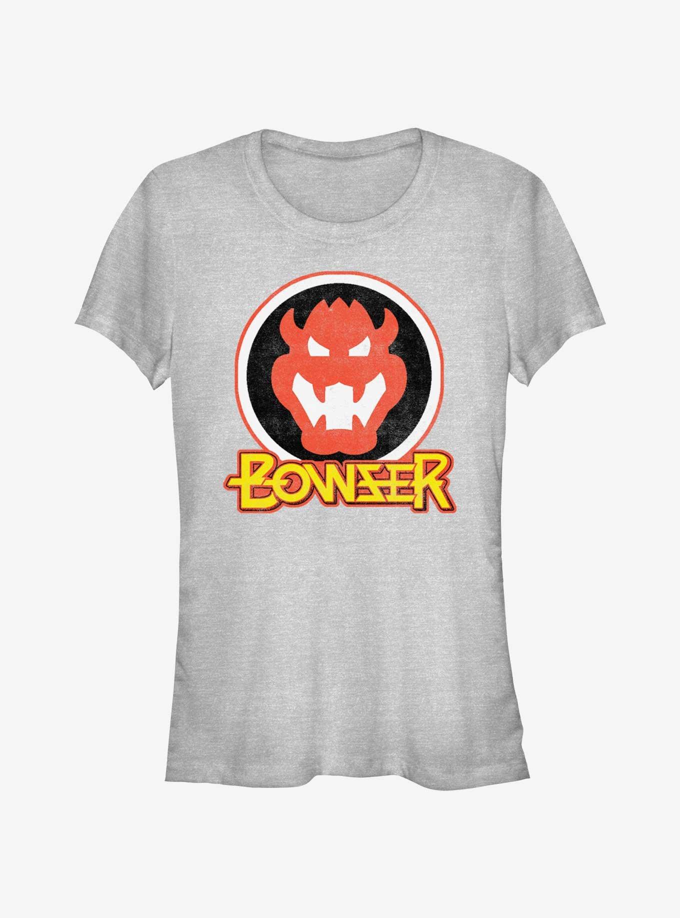 Nintendo Mario Bowser Badge Girls T-Shirt, ATH HTR, hi-res