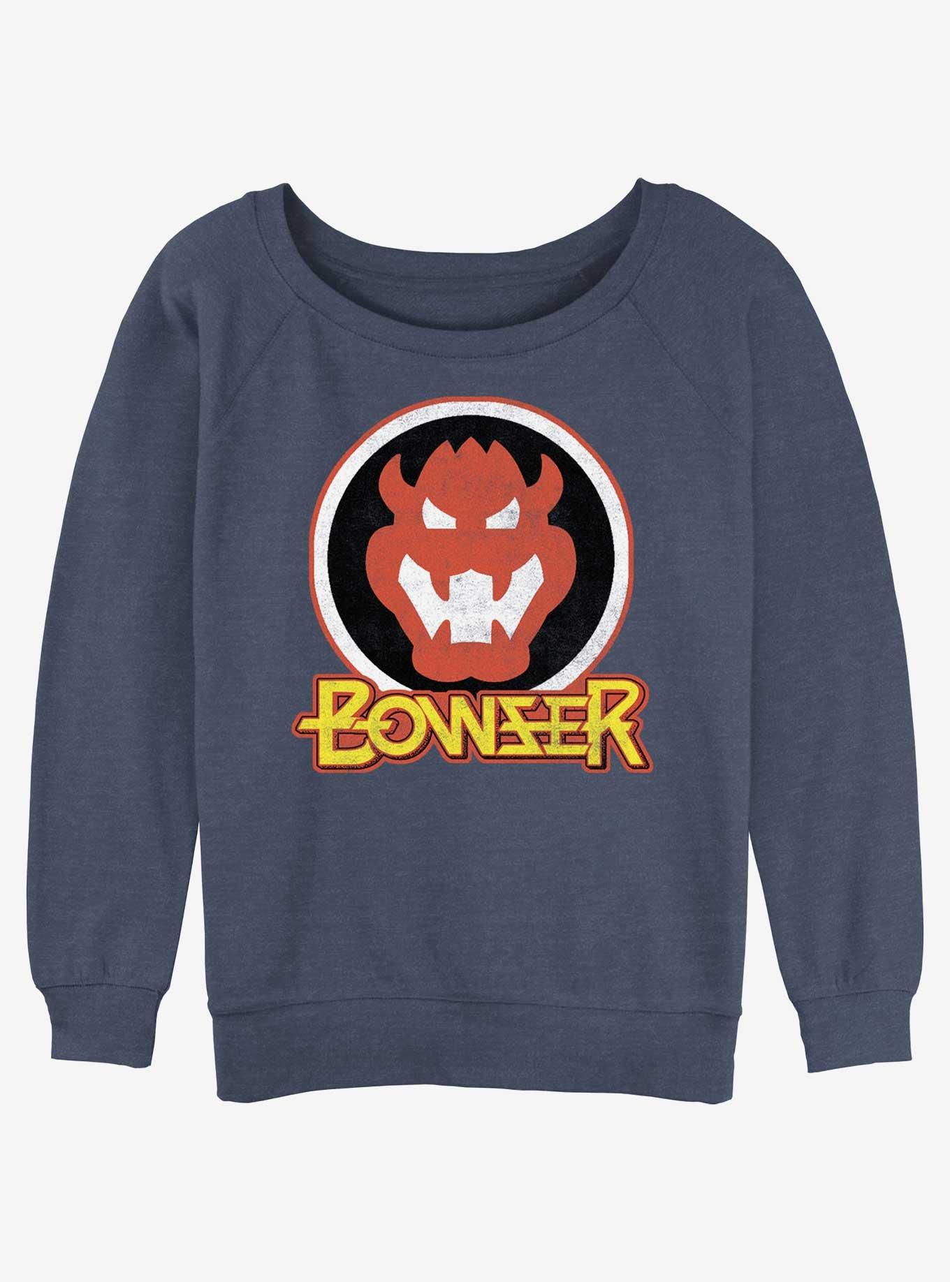 Nintendo Mario Bowser Badge Girls Slouchy Sweatshirt, , hi-res