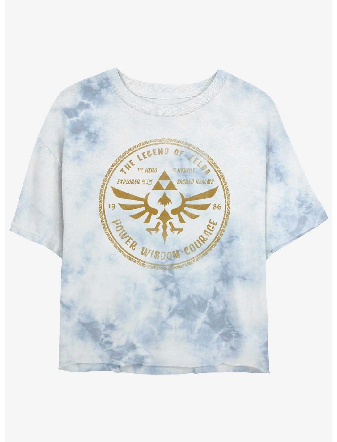 The Legend of Zelda Legendary Courage Tie-Dye Girls Crop T-Shirt, WHITEBLUE, hi-res