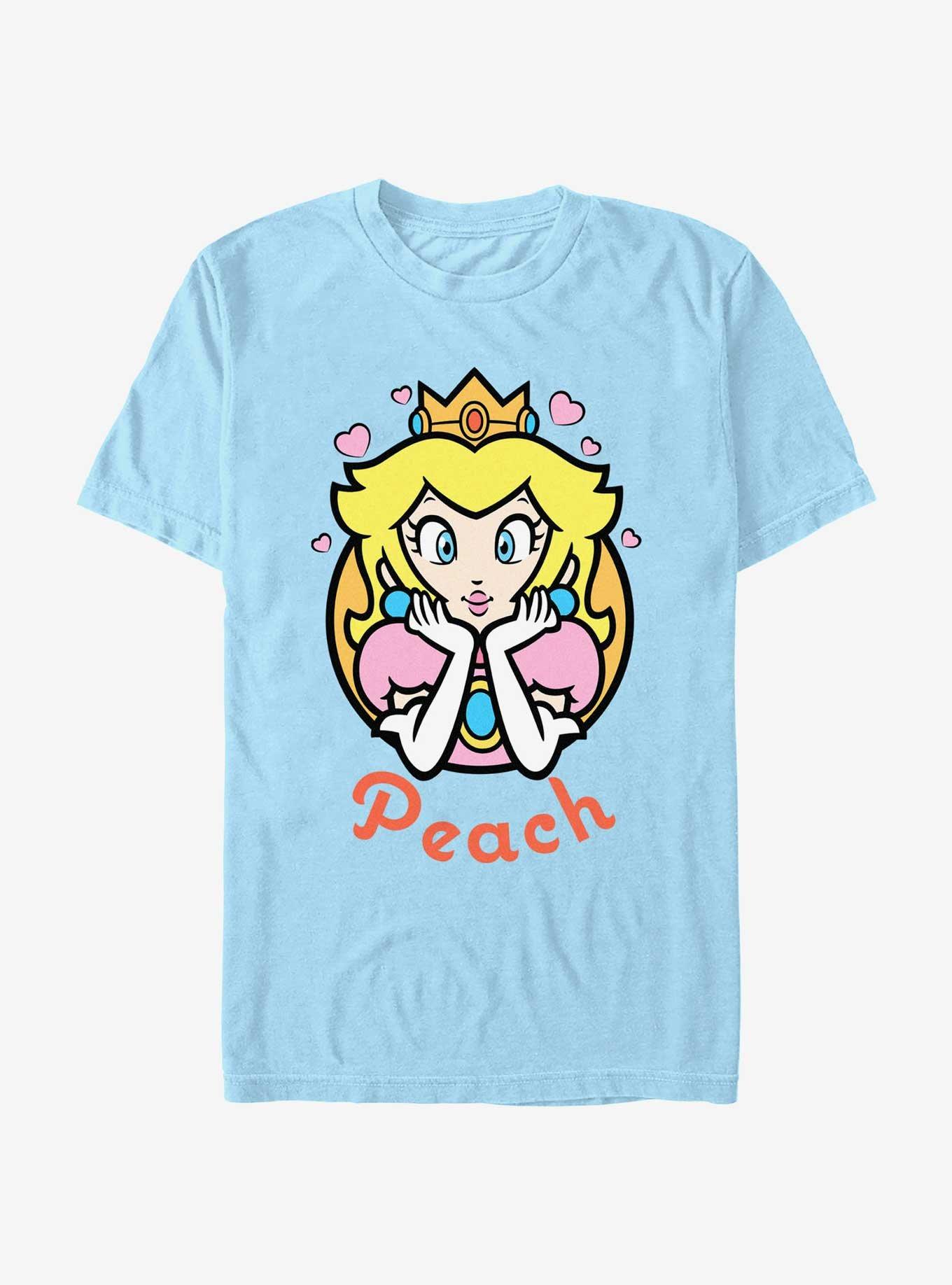 Nintendo Mario Peach Hearts T-Shirt, LT BLUE, hi-res