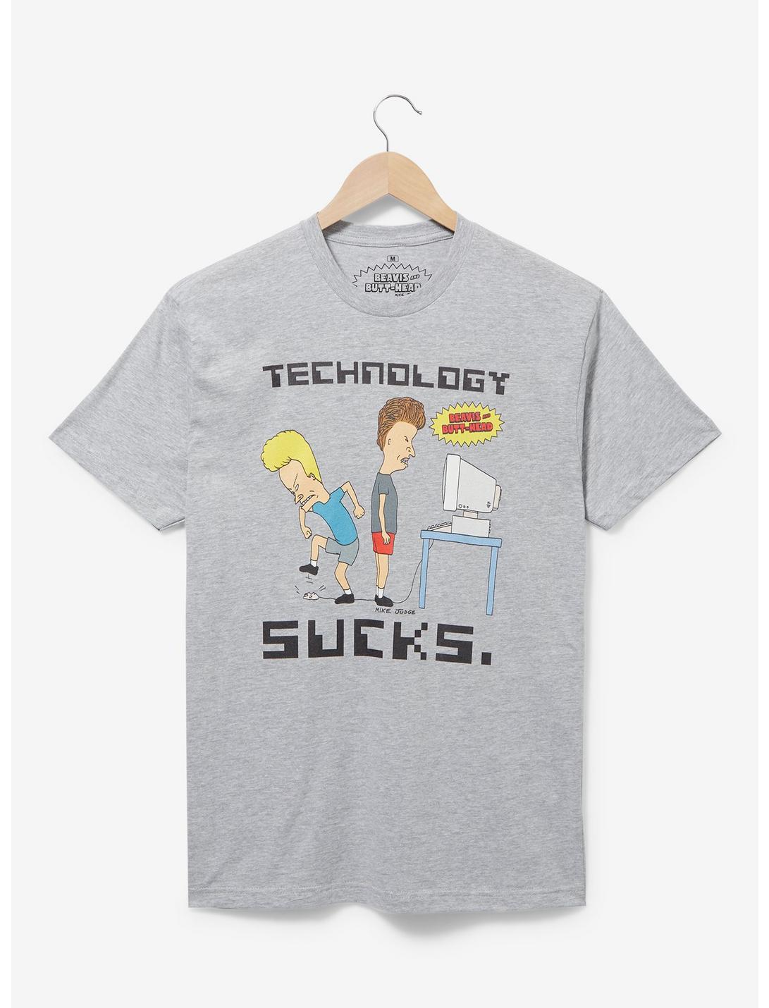 Beavis & Butt-Head Technology Sucks T-Shirt - BoxLunch Exclusive, GREY, hi-res