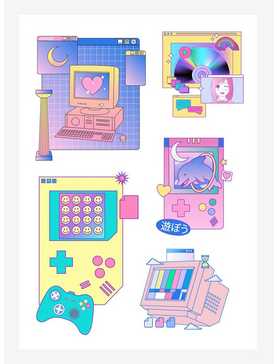 90's Nostalgia Gamer Kiss-Cut Sticker Sheet, , hi-res