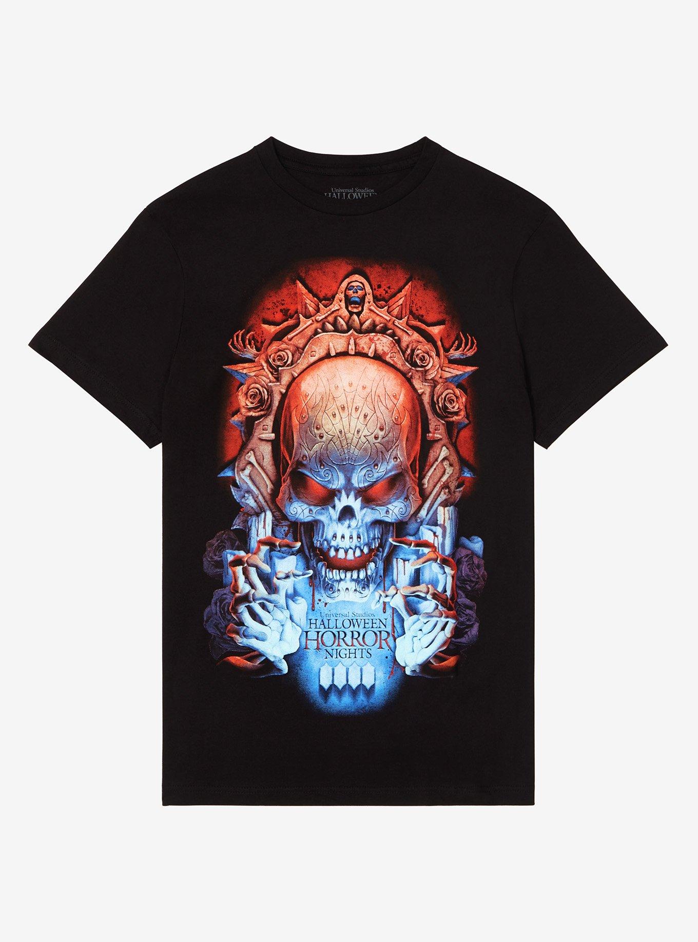 Halloween Horror Nights Menacing Skull T-Shirt, BLACK, hi-res