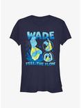 Disney Pixar Elemental Wade Feel The Flow Girls T-Shirt, NAVY, hi-res
