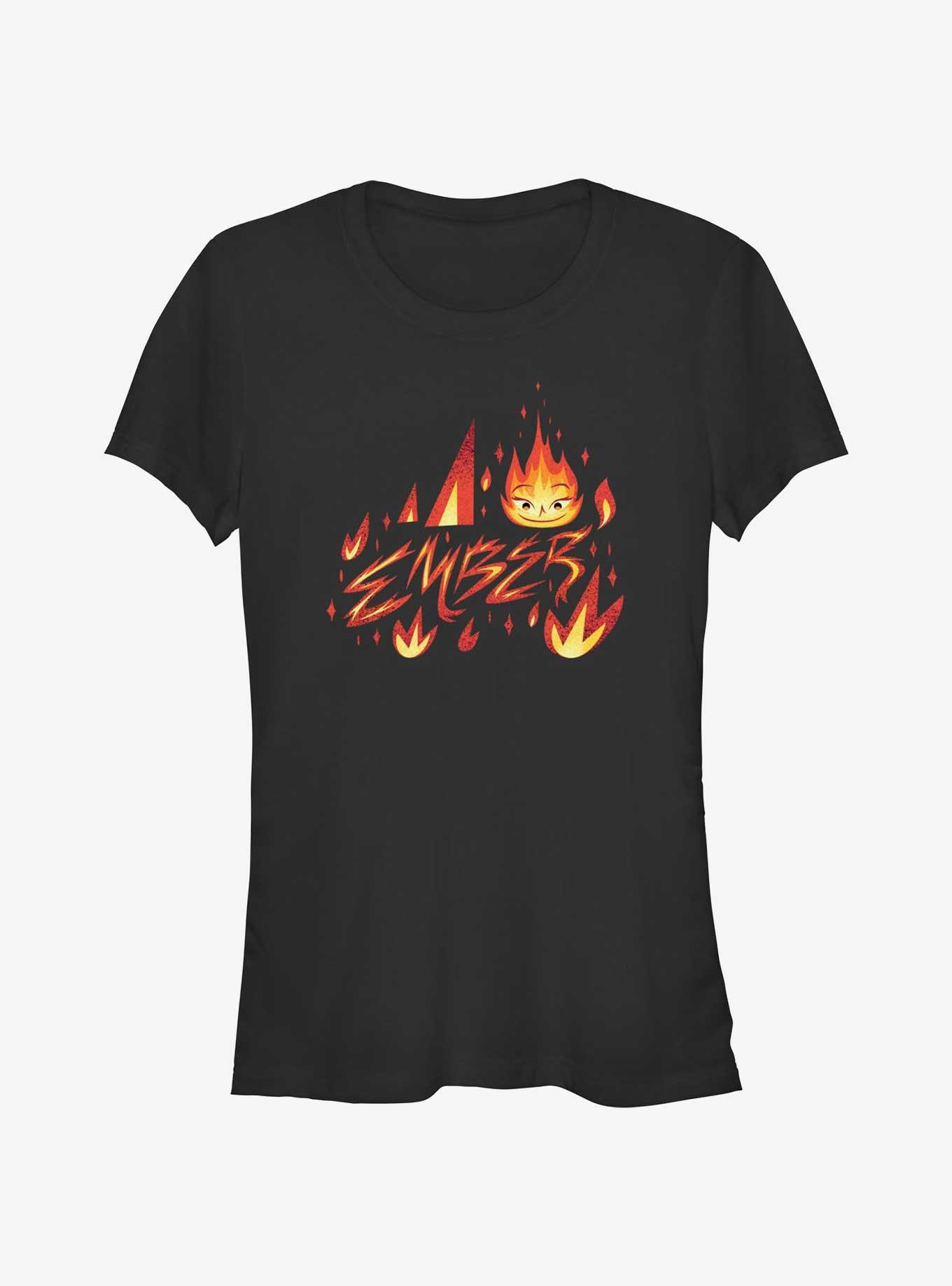 Disney Pixar Elemental Ember Element Badge Girls T-Shirt, BLACK, hi-res